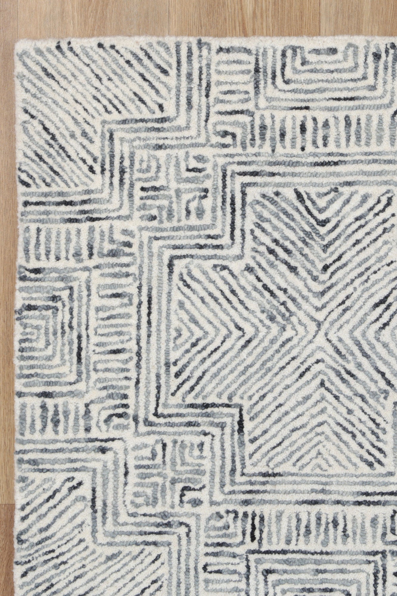 Posy Labyrinth 09A  in Charcoal Wool Rug