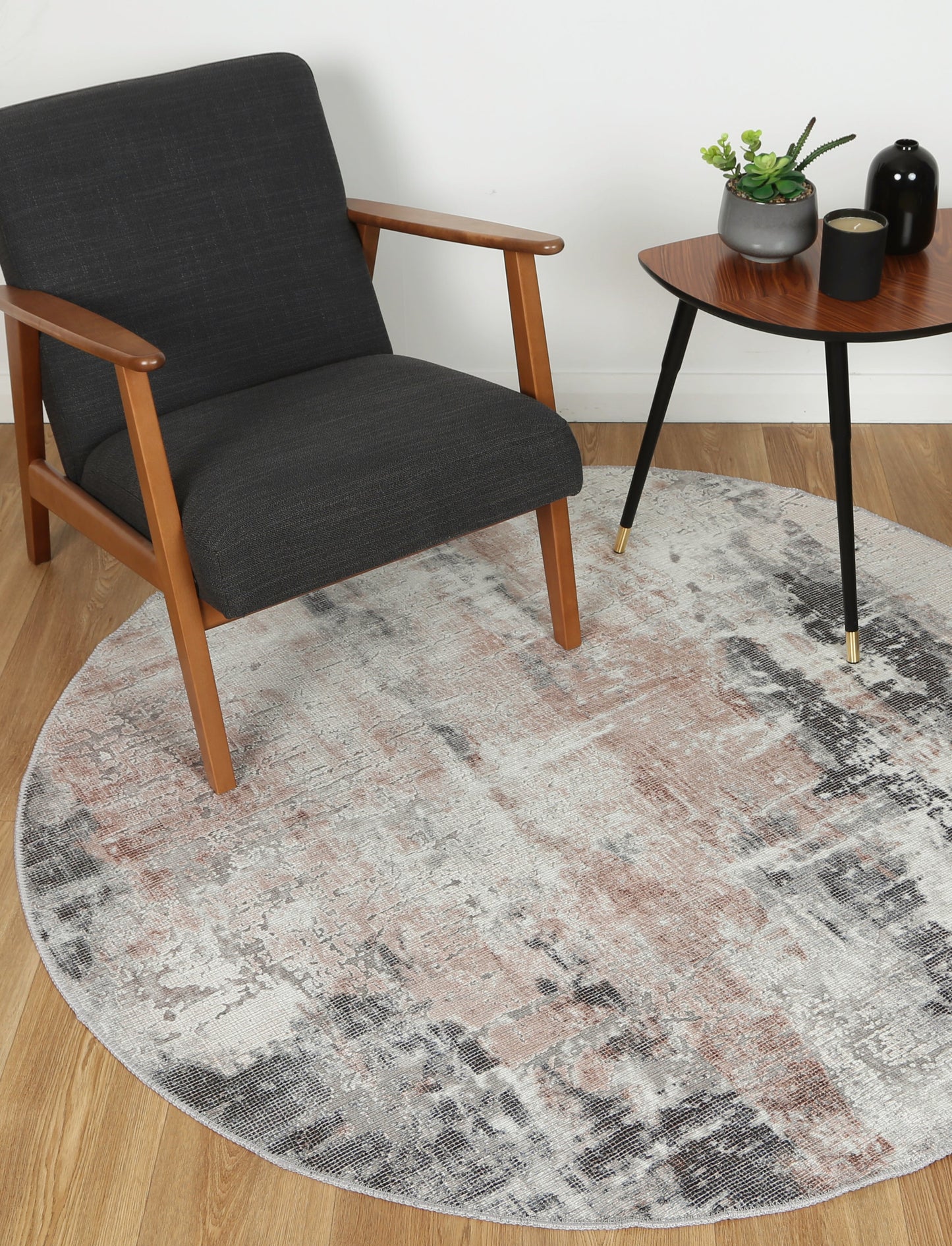 Abstract Twilight In Ash Round Rug - VITAL 2286-02