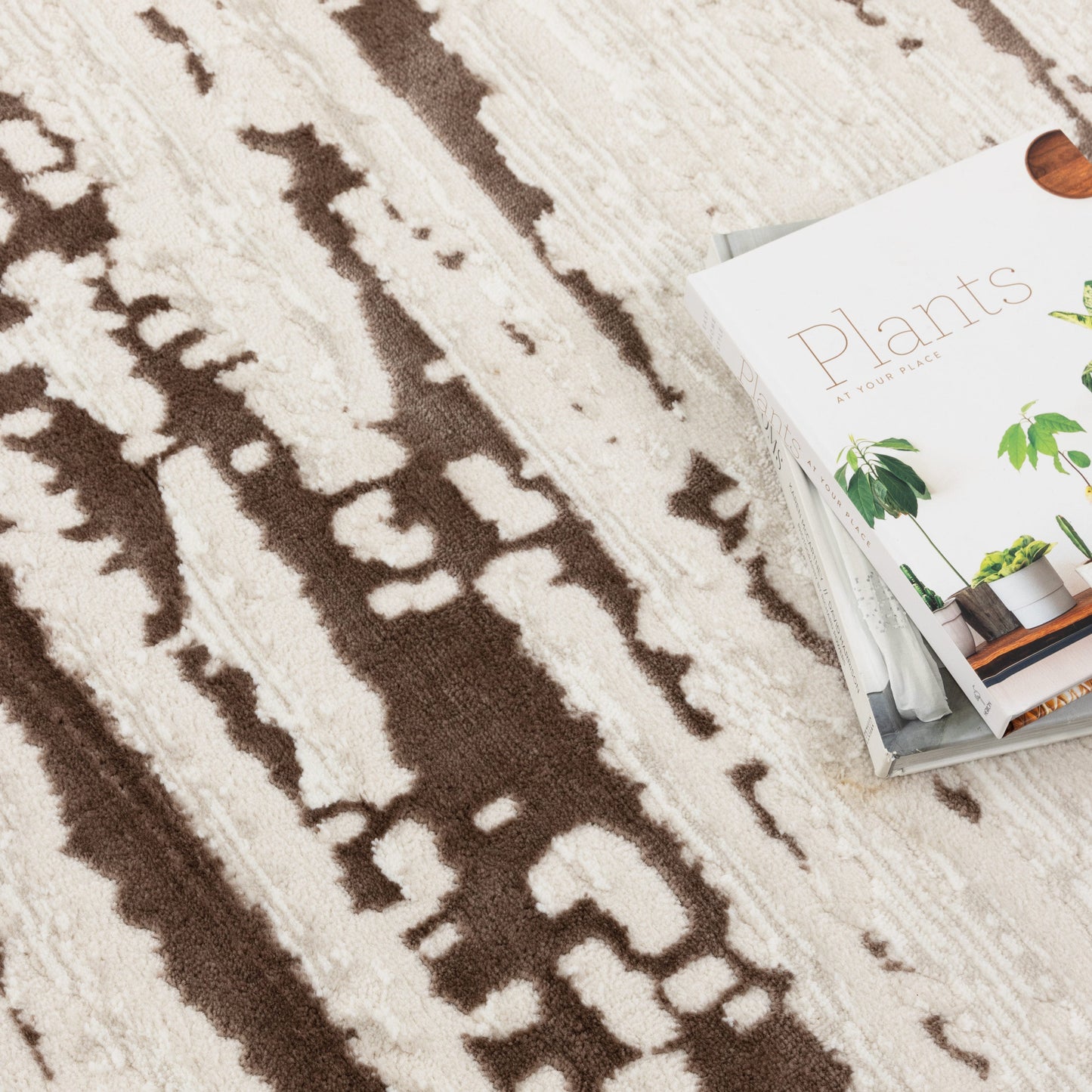 Amalfi Modern Abstract Cream in Brown Rug