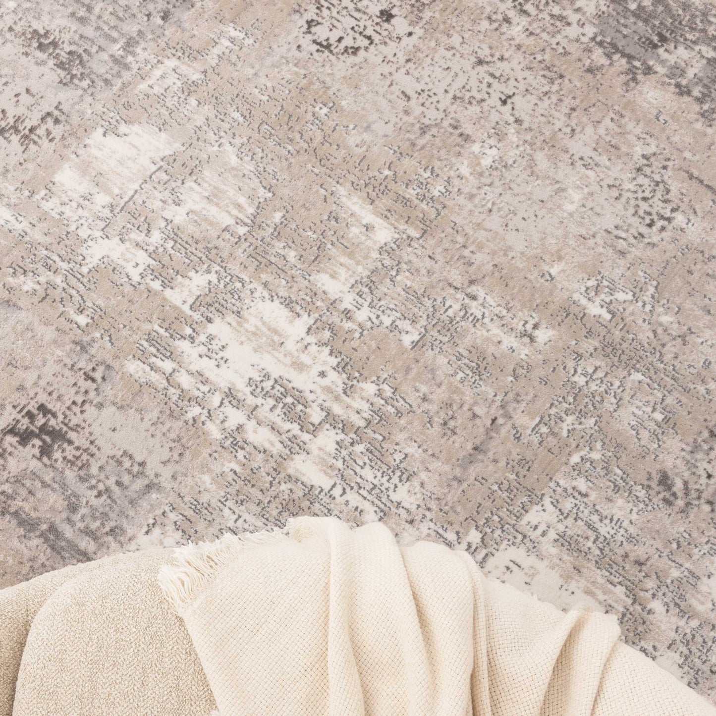 Atina Distressed Abstract Beige Grey Rug