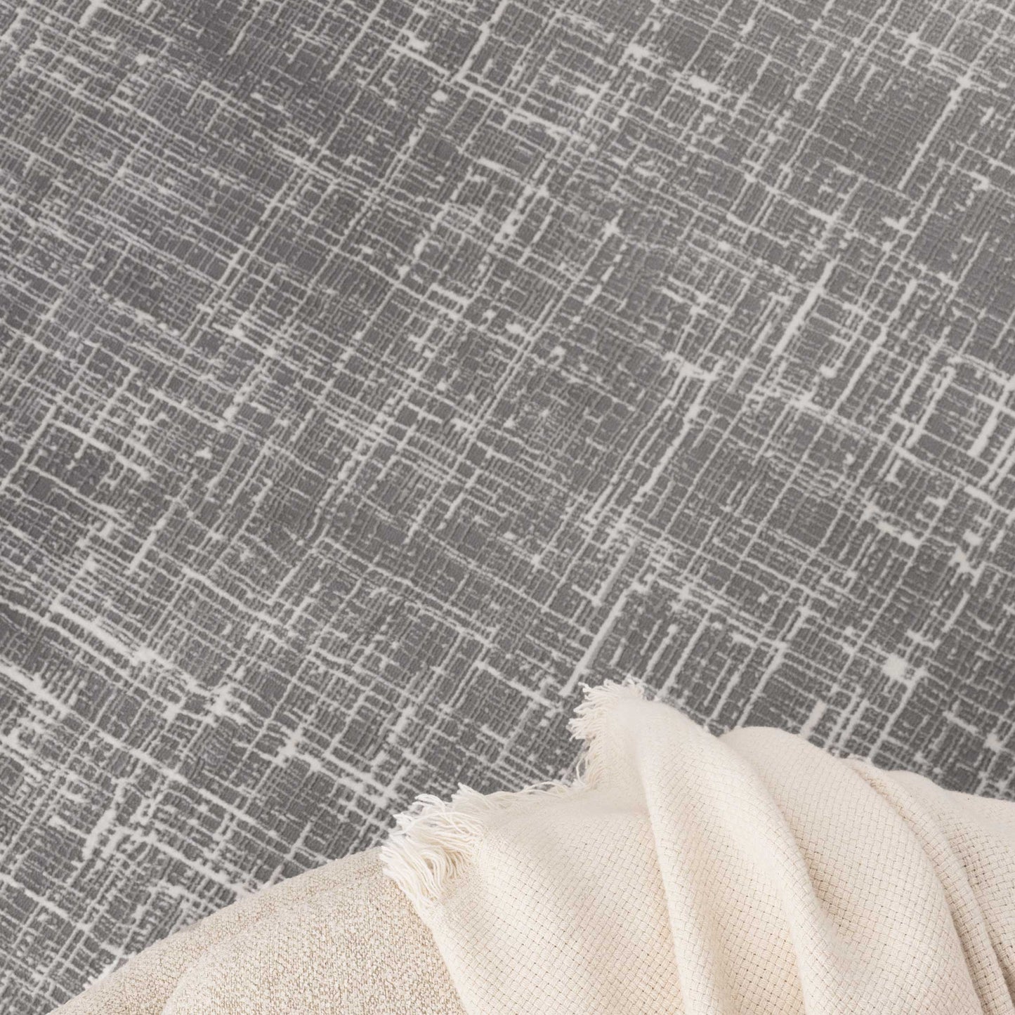 Atina Distressed Geo Lines Grey Colour Rug