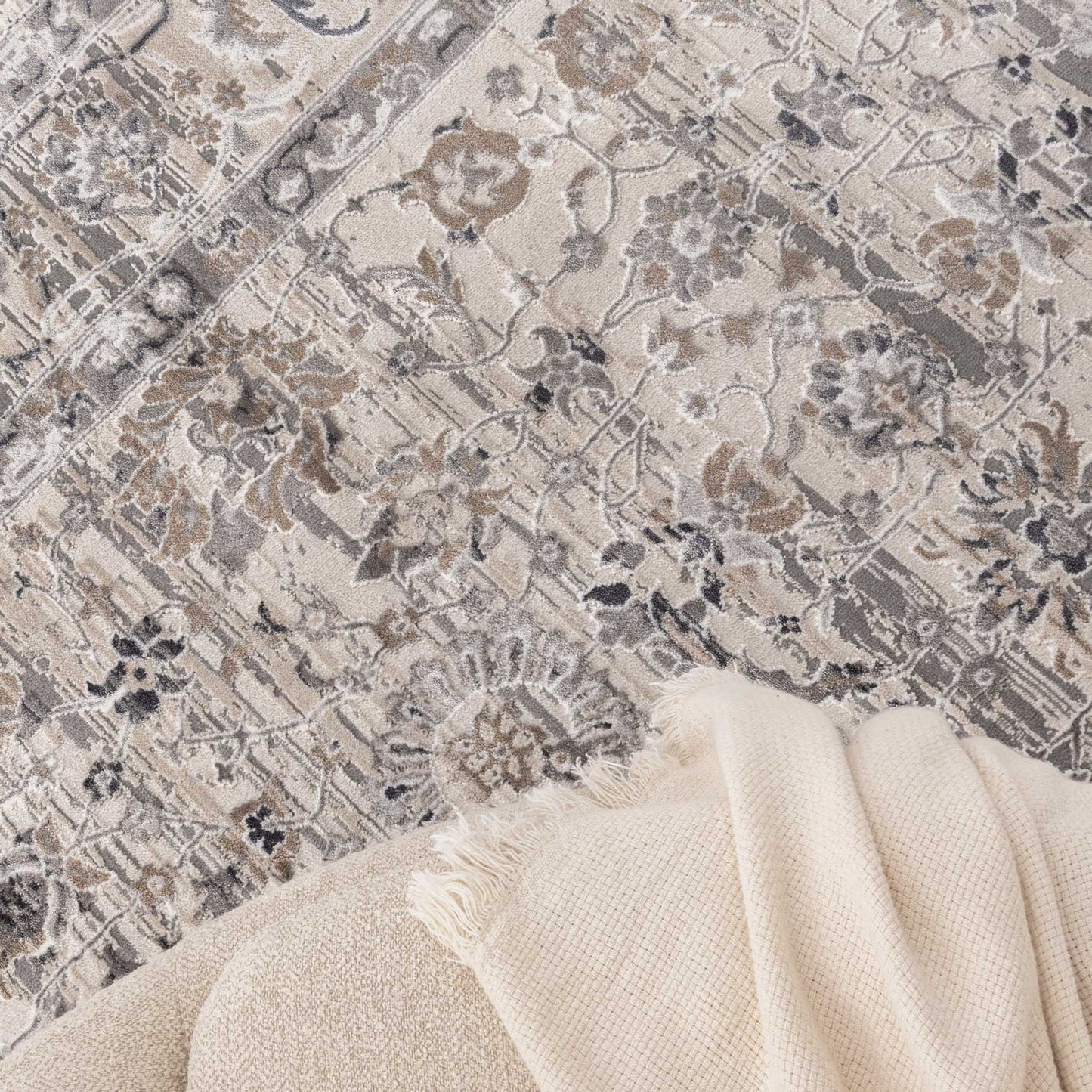 Atina Distressed Transitional Beige Grey Colour Rug