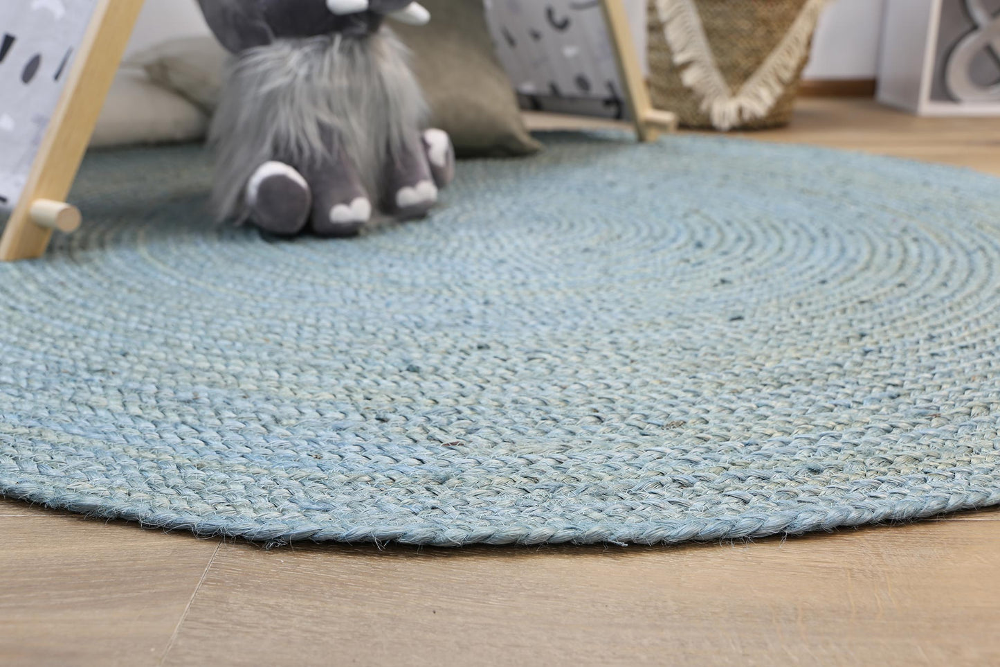 Organica Tundra Jute Round in Blue Rug