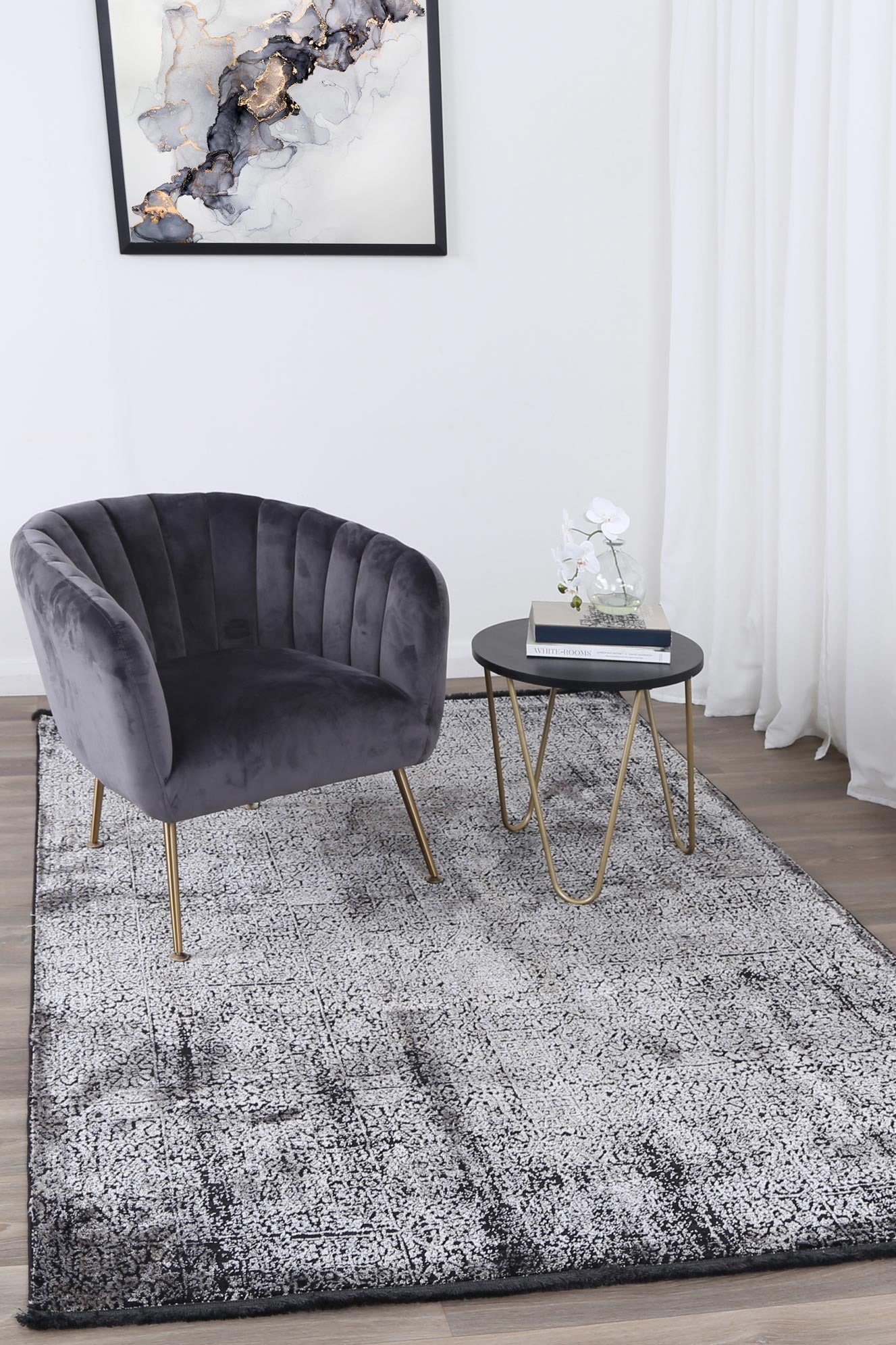 Brooklyn Distressed Oriental In Pewter Rug