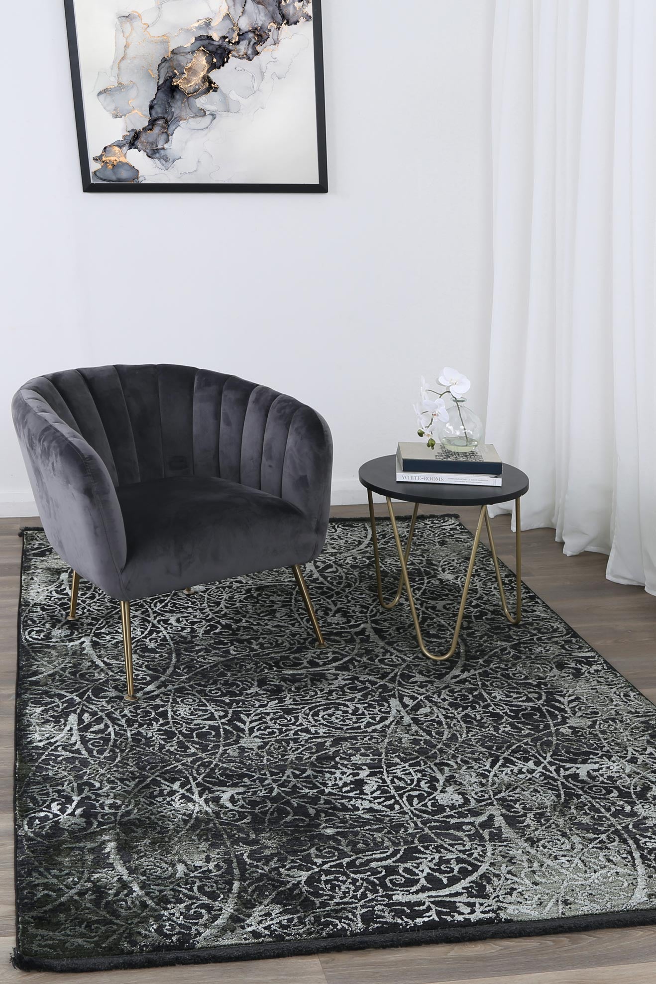 Brooklyn Intricate Floral Emerald In Green Rug