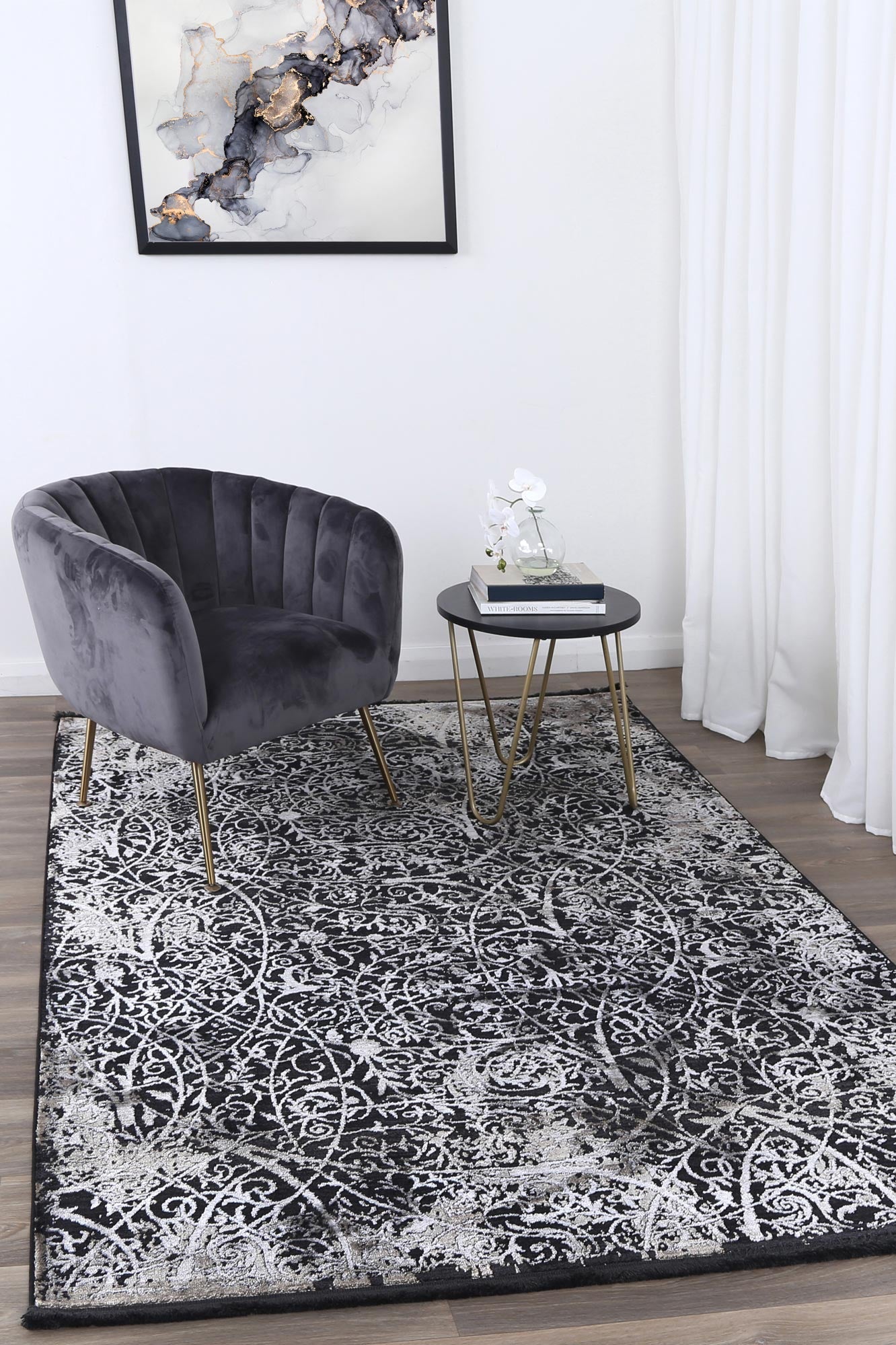 Brooklyn Intricate Floral In Pewter Rug