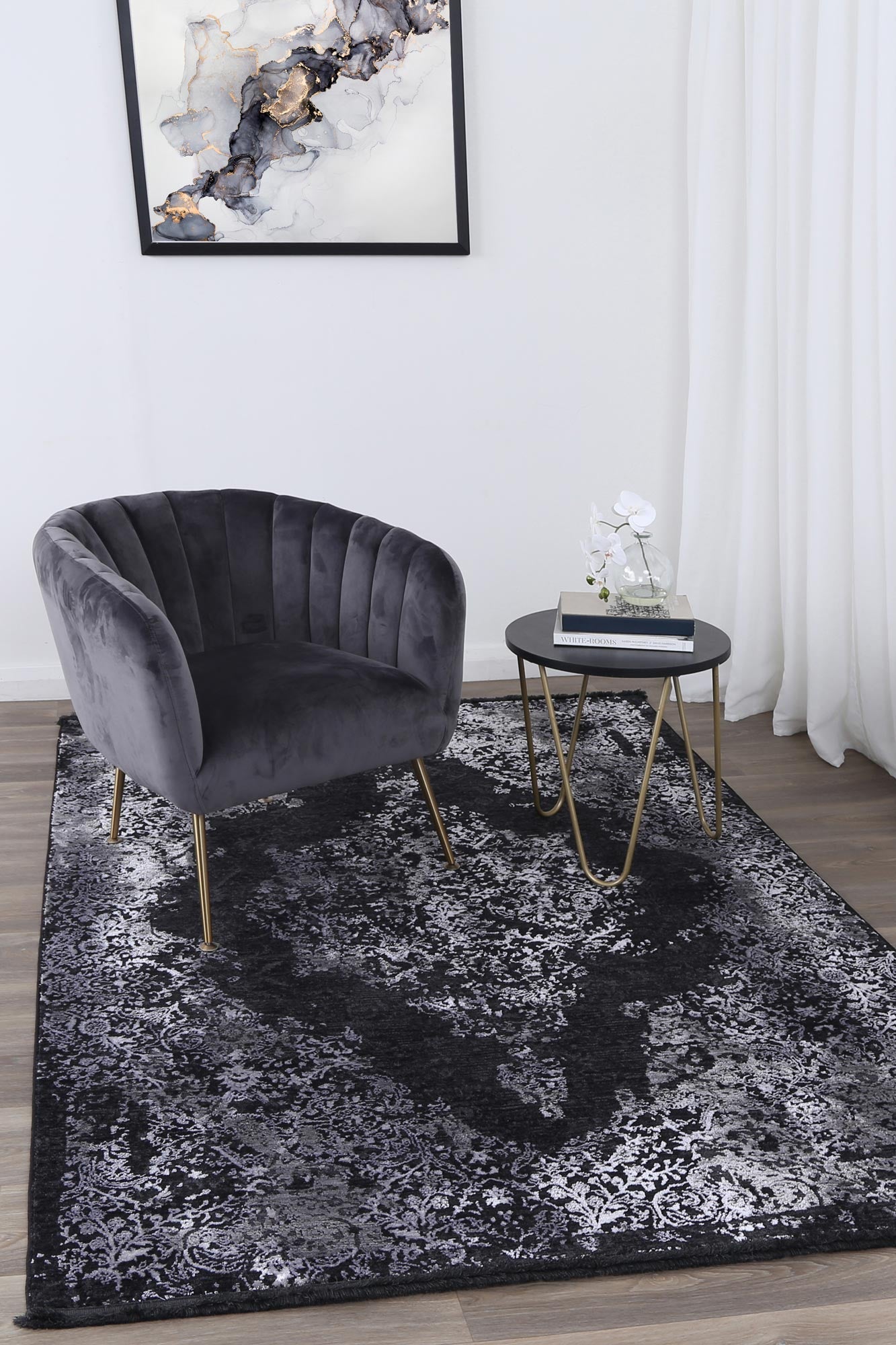 Brooklyn Distressed Medallion In Silver Rug