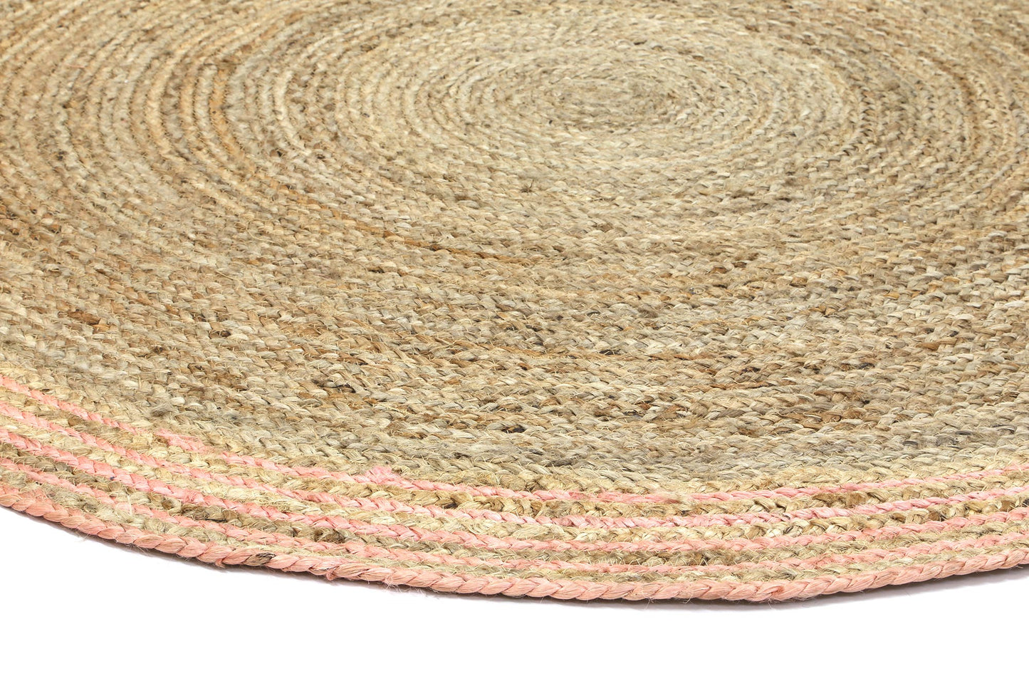 Capri Pink Round Boarder in Natural Rug