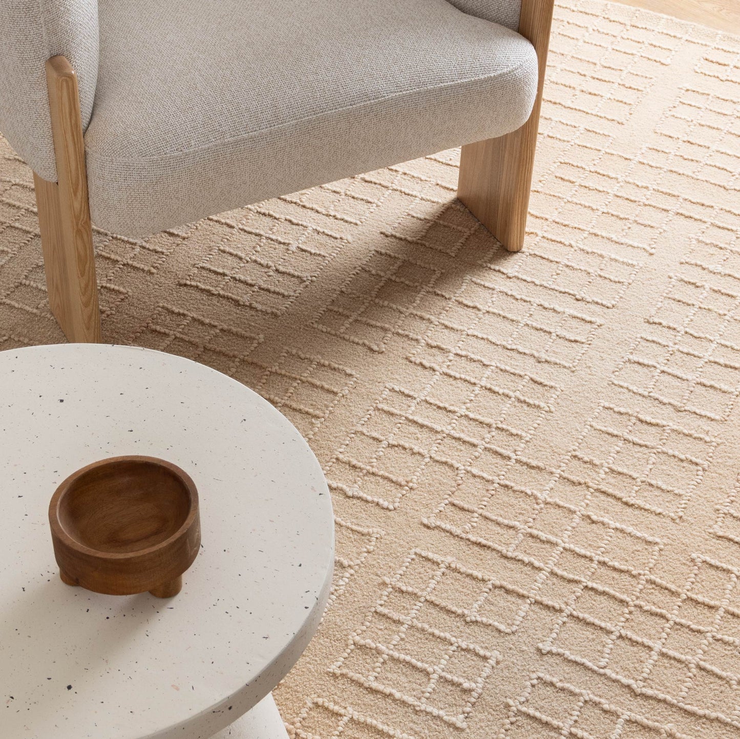 Abasco Croissant Knitted Wool In Beige Rug