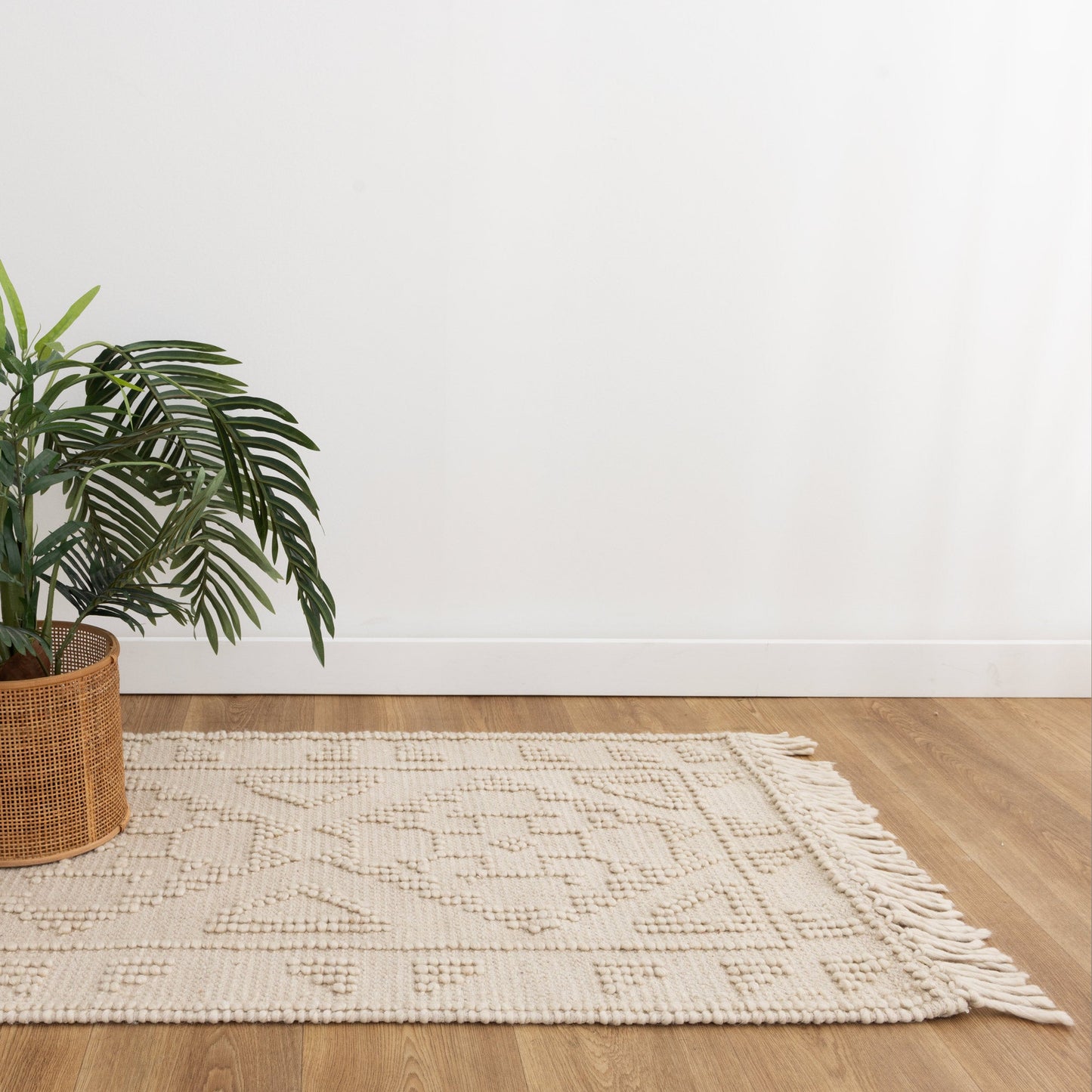 Diego Ornamental Beige Wool Rug