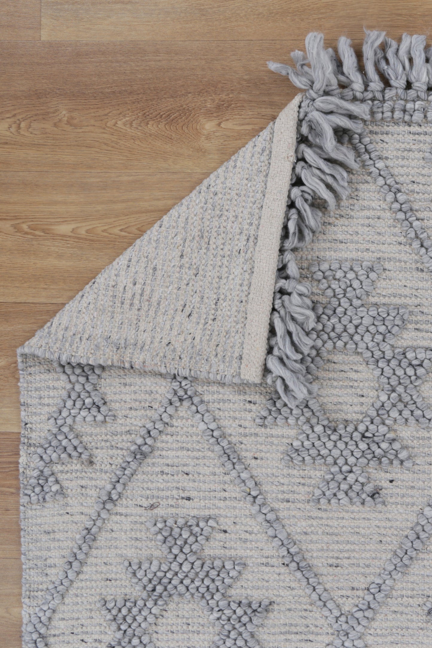 Diego Geometric Grey Wool Rug