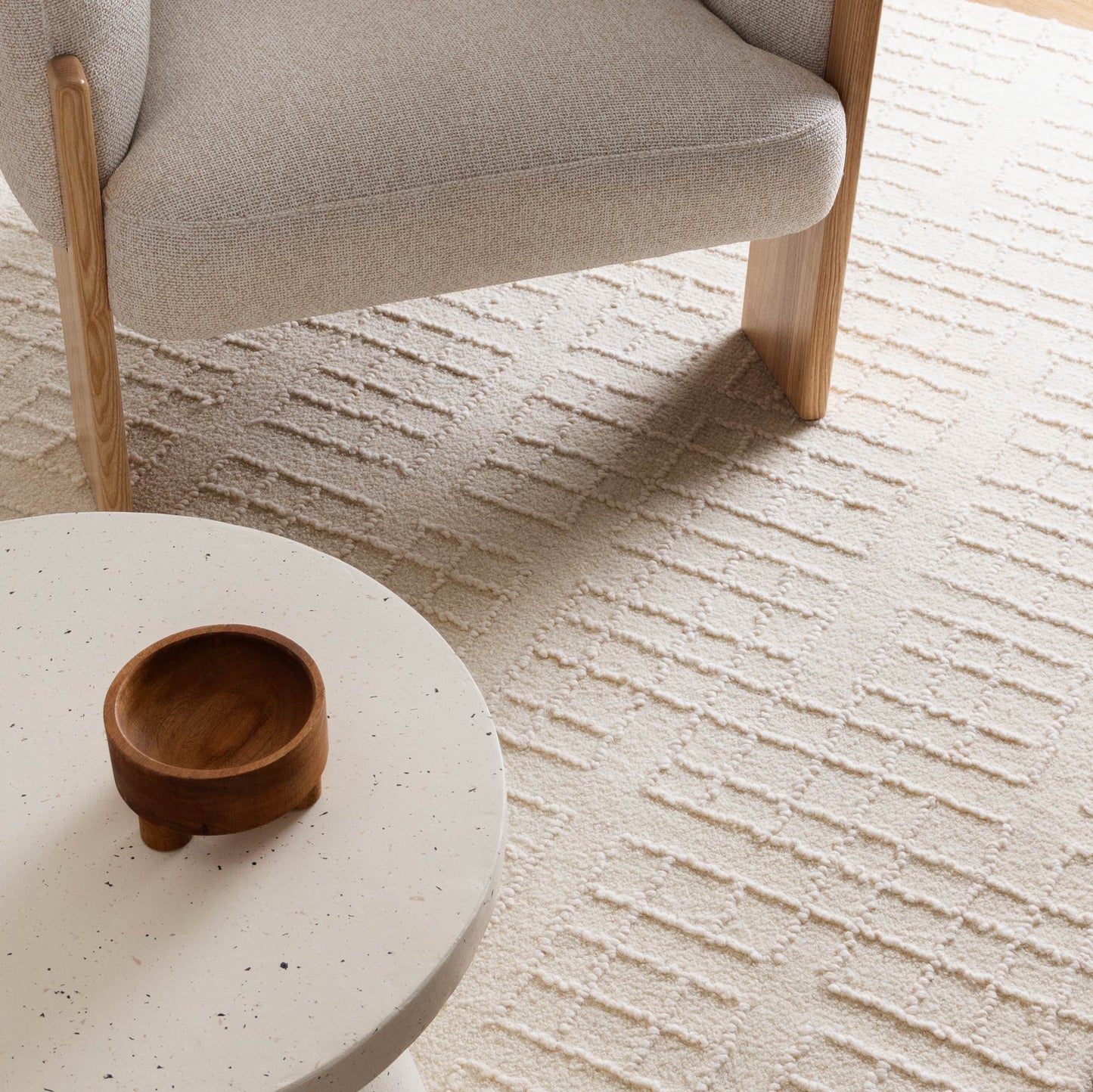 Abasco Knitted Wool In Ivory Rug