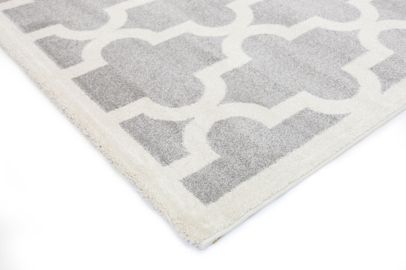 Piccolo Lattice Pattern Kids in Light Grey and White Rug