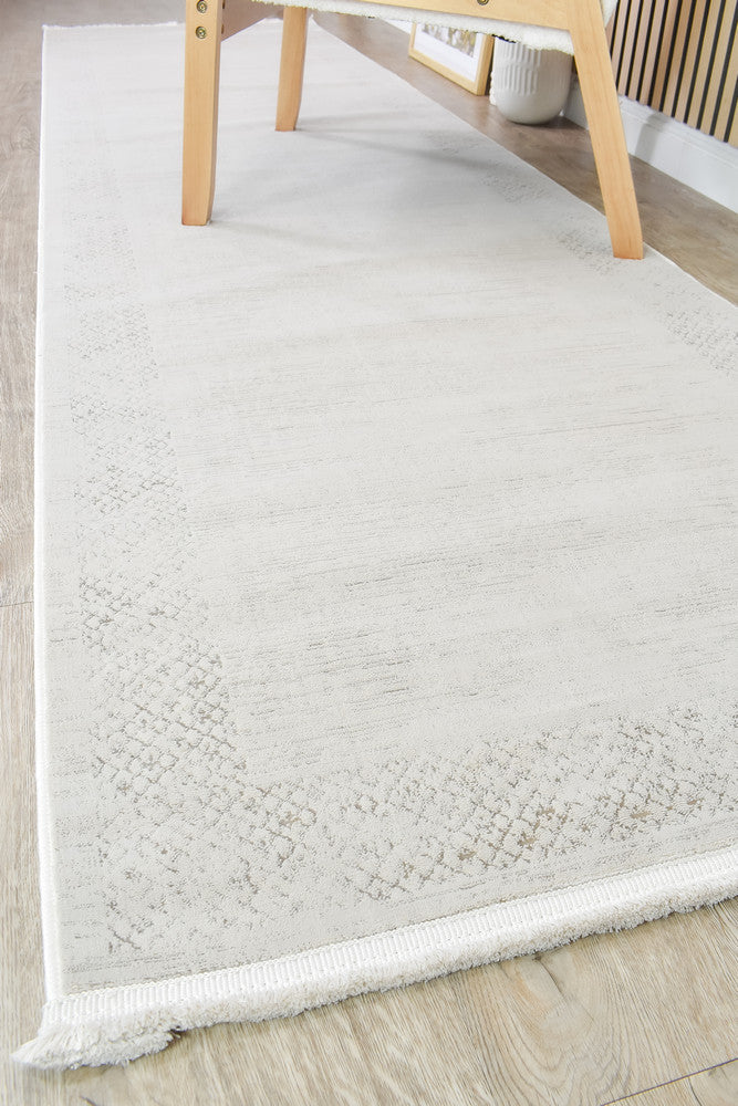 Eden Sleek and Shiny Non-Slip in Beige : Runner Rug