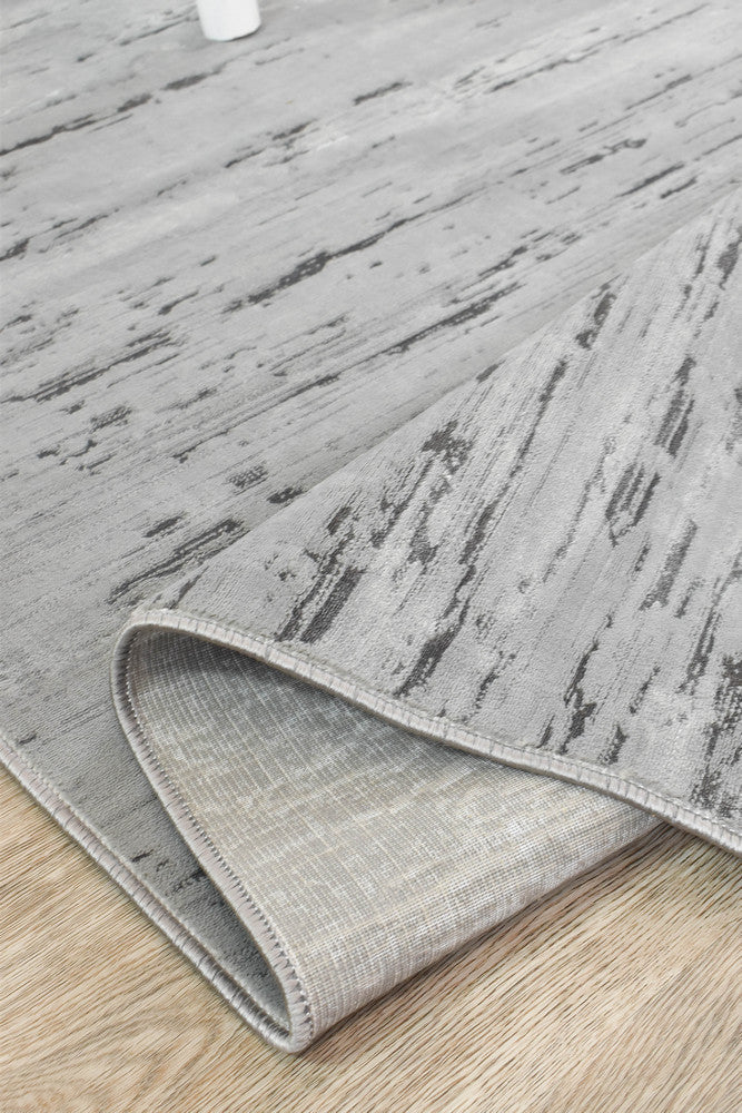 Eden Soft Shiny Polyester In Grey Rug