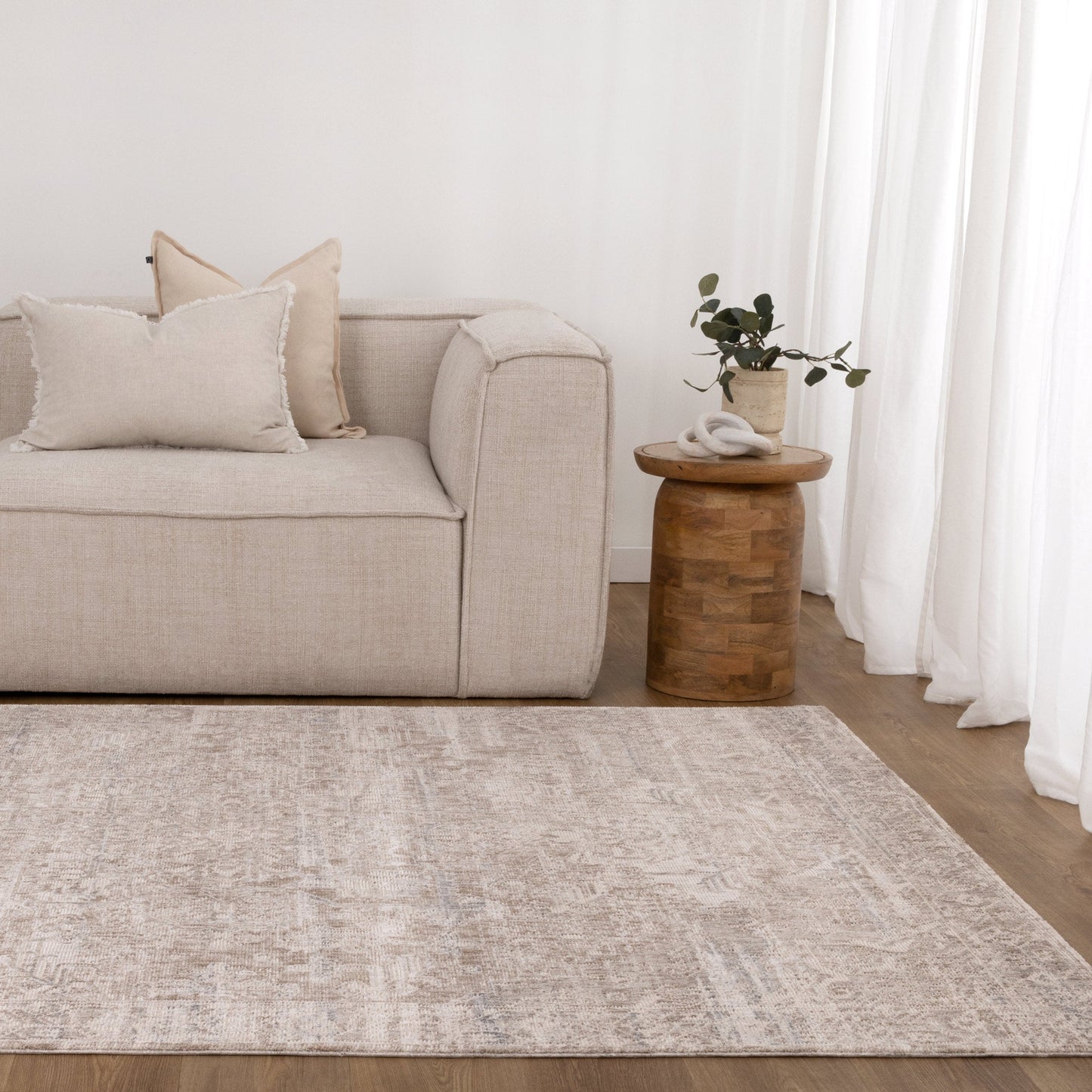 Solenne Beige & Blue Distressed Vintage Rug