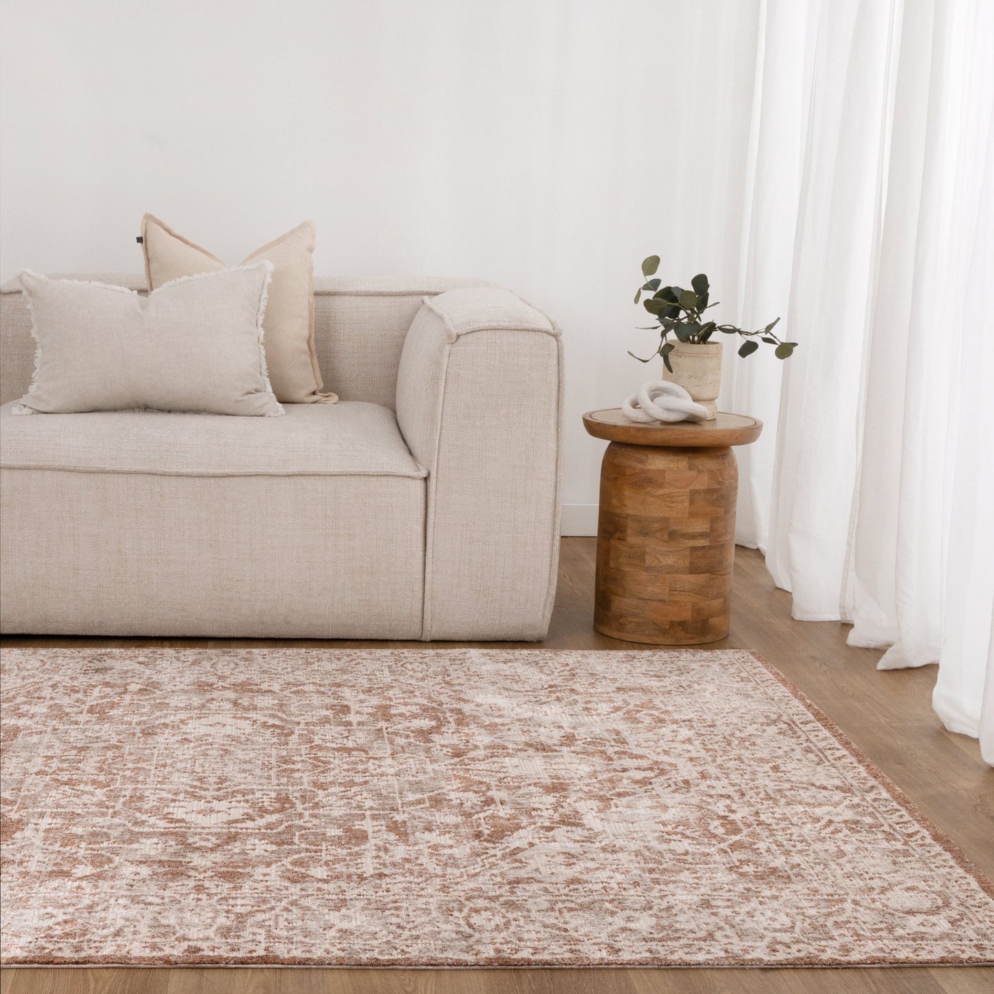 Solenne Beige & Rust Distressed Vintage Rug