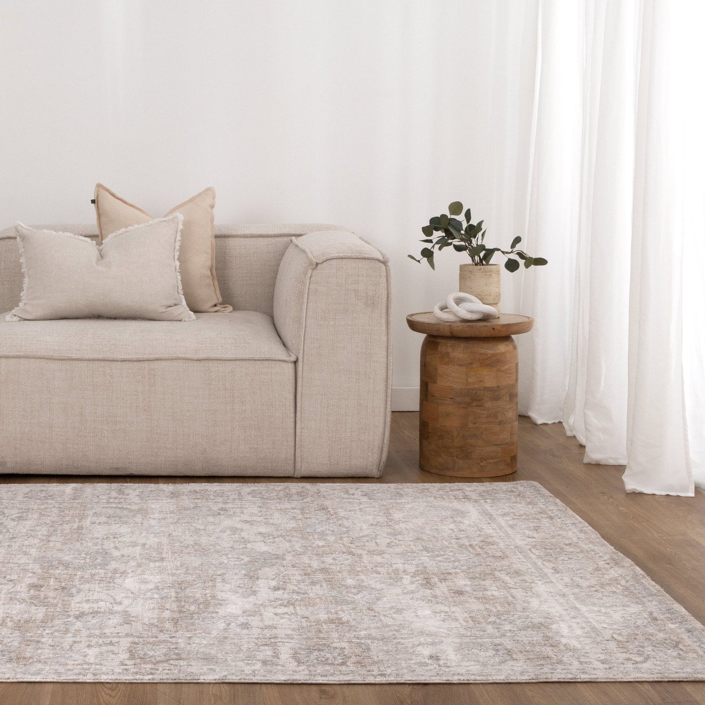 Solenne Beige & Blue Transitional Rug