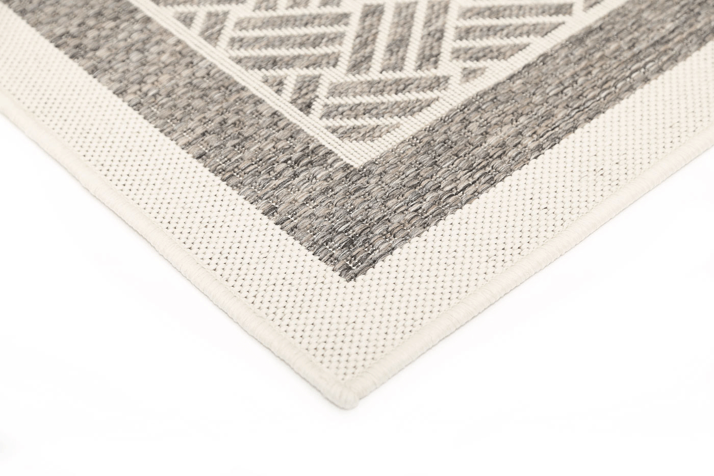 Sisalo Geometric Ikat Bordered in Cream Rug