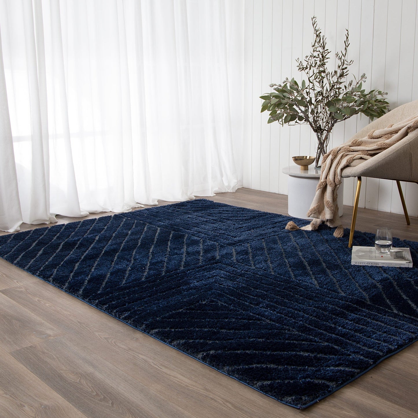 Tender Modern Shag In Navy Rug