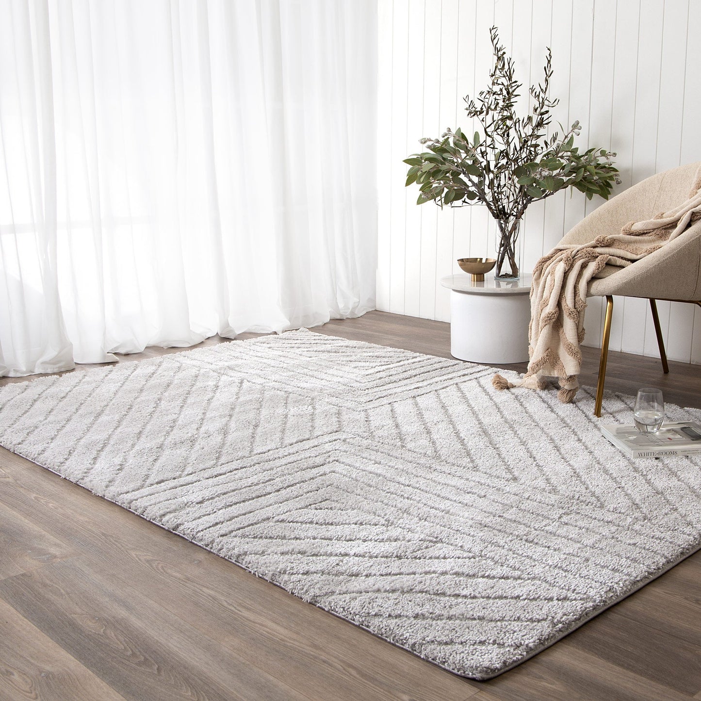 Tender Modern Shag In Silver Rug