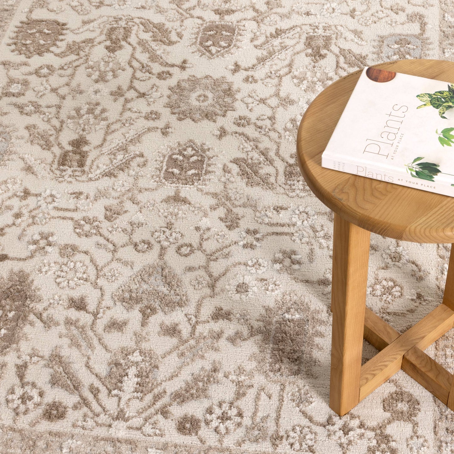 Sierra Oriental Border in Beige Rug