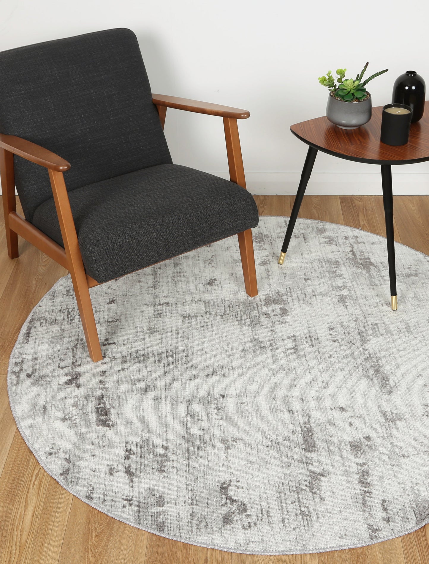 Abstract Evalina In Grey Round Rug - VITAL 2280-01