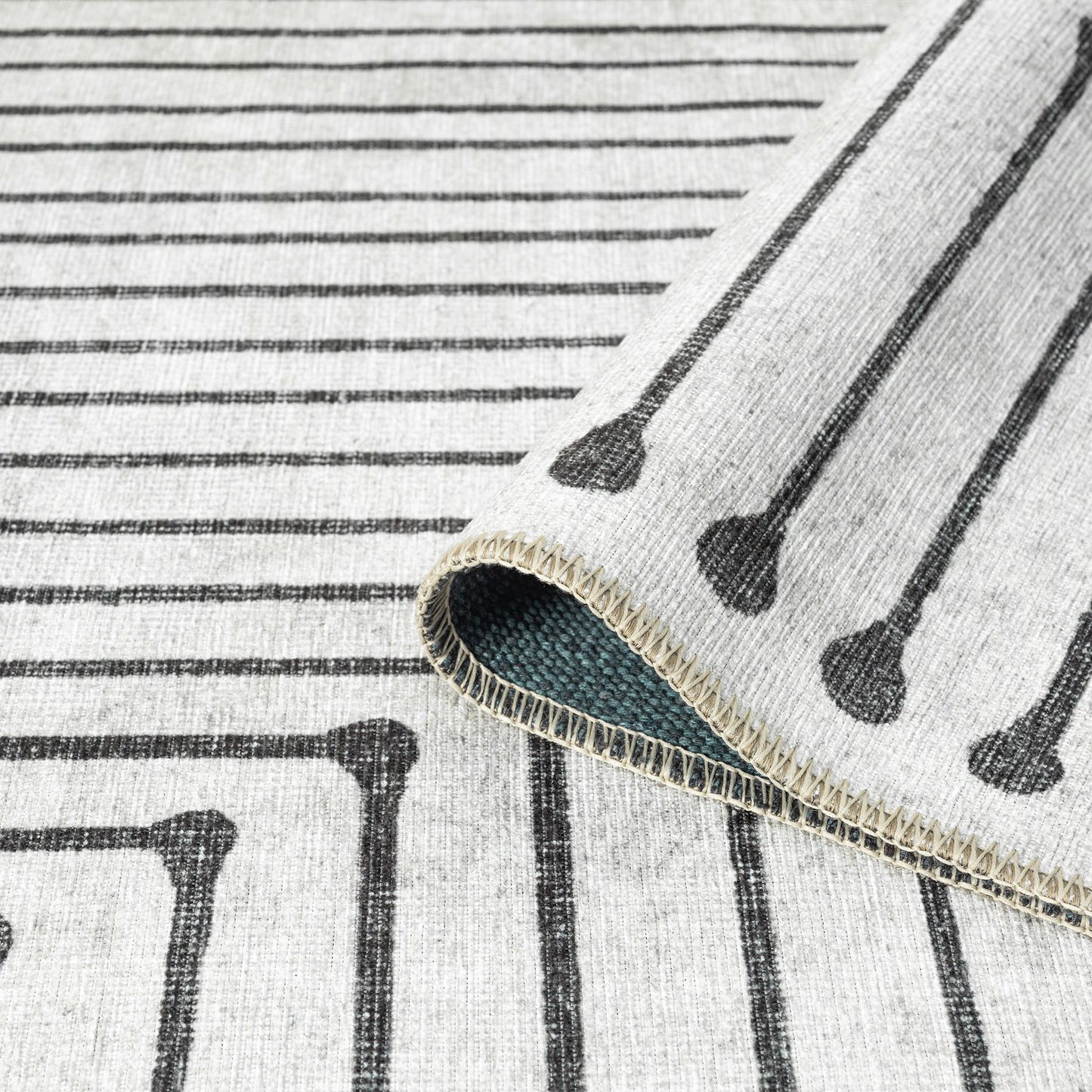 Vintage Stone in Black and White Colour : Runner Rug