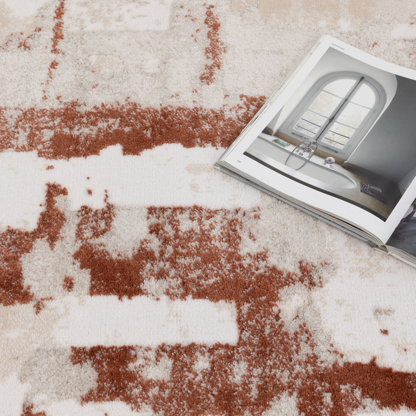 Wellington Abstract Wash Rust Rug