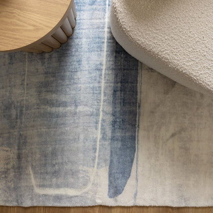 Cloud Modern Neutral Abstract in Blue Rug