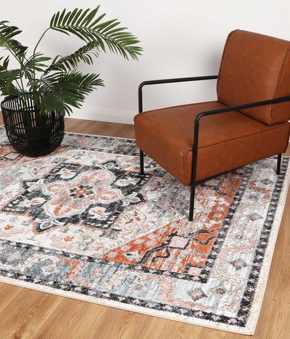 Estate Traditional Rug In Terracotta Charcoal