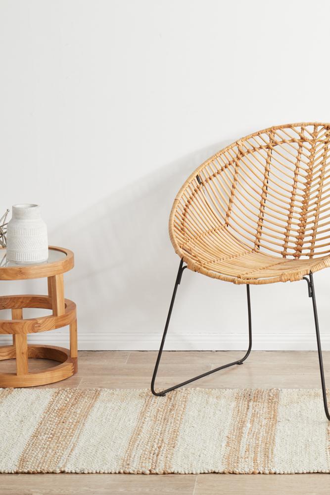 Noosa Stripes in White and Natural : Runner Rug