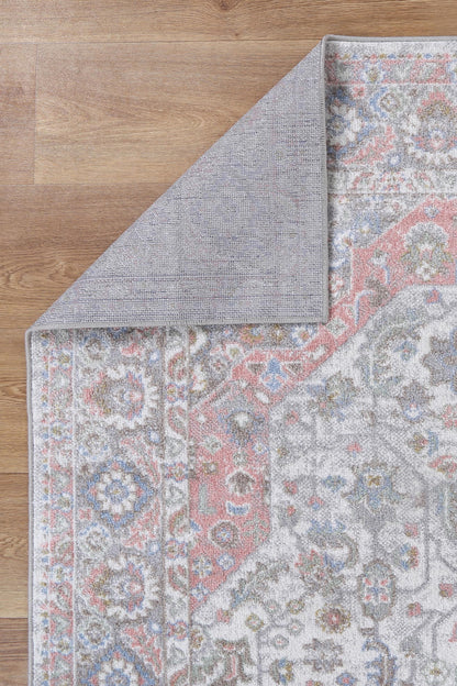 Limani Traditional Rug In Blush & Blue