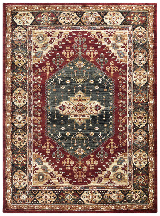 Vienna Opulent Charm Traditional in Red & Cream Rug