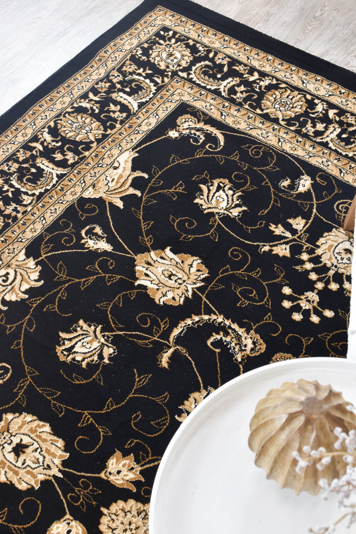 Vienna Opulent Charm Traditional in Black Rug