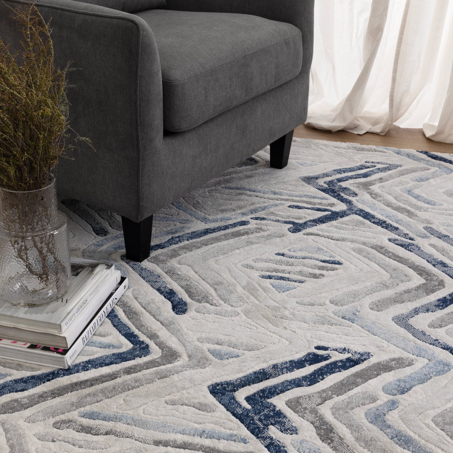 Ruby Diamond in Blue & Grey Rug