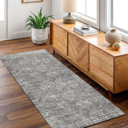 Contemporary Lauro In Grey : Runner Rug