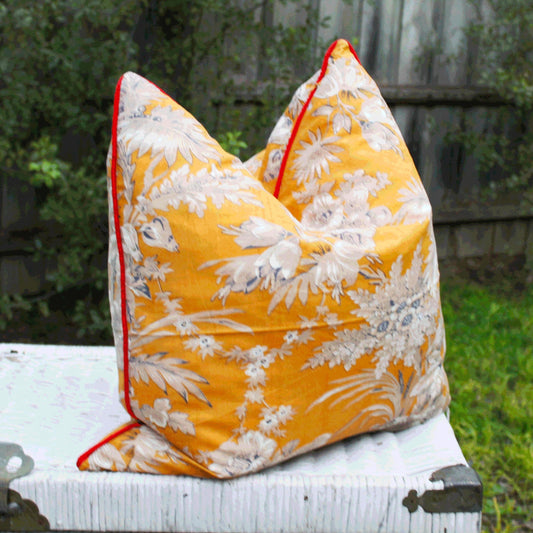Blossom Retreat 100% Handmade Cotton Orange In Cushion Cover