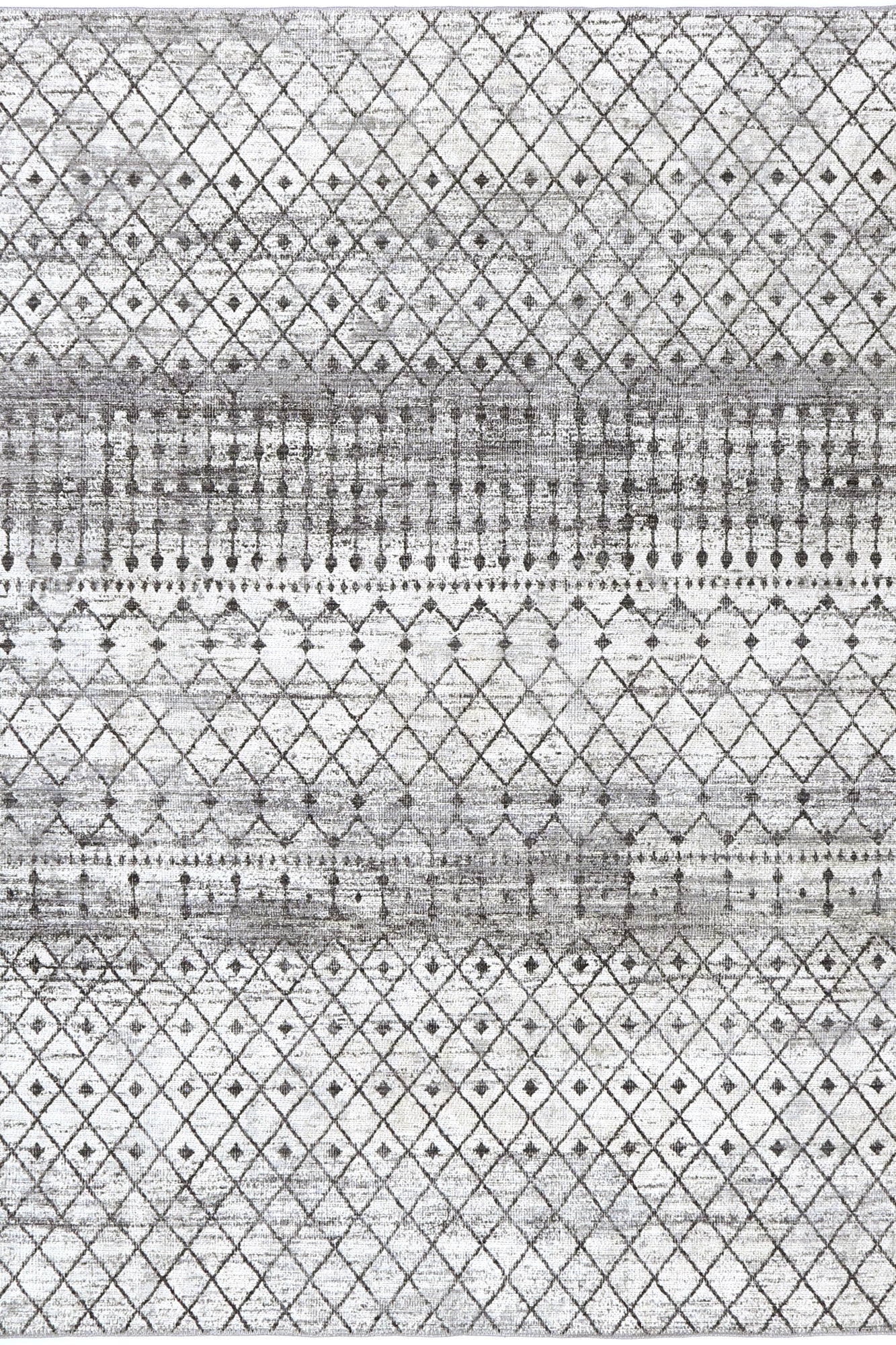 Andre Geometric Grey Machine Washable Rug