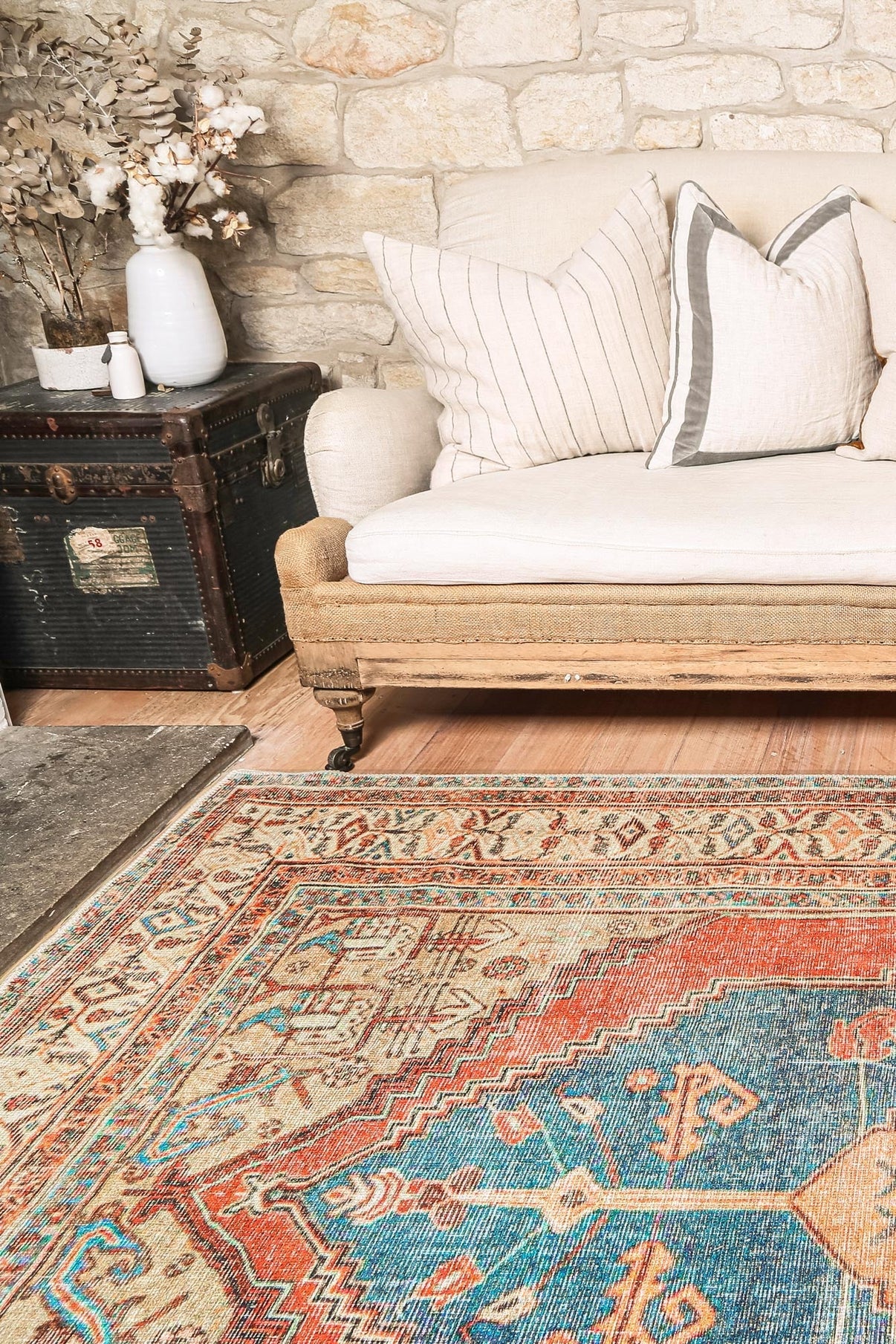 Distressed Louvre Rustic Blue Washable Rug - VITAL 3181-00 – Cheapest ...