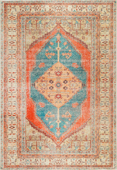 Distressed Louvre Rustic Blue Washable Rug - VITAL 3181-00 – Cheapest ...
