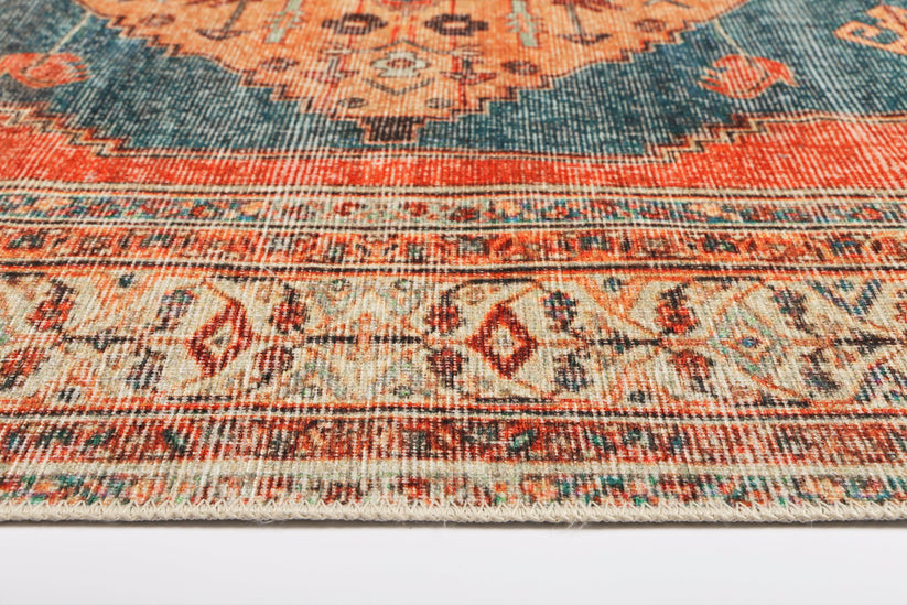 Distressed Louvre Rustic Blue Washable Rug - VITAL 3181-00 – Cheapest ...