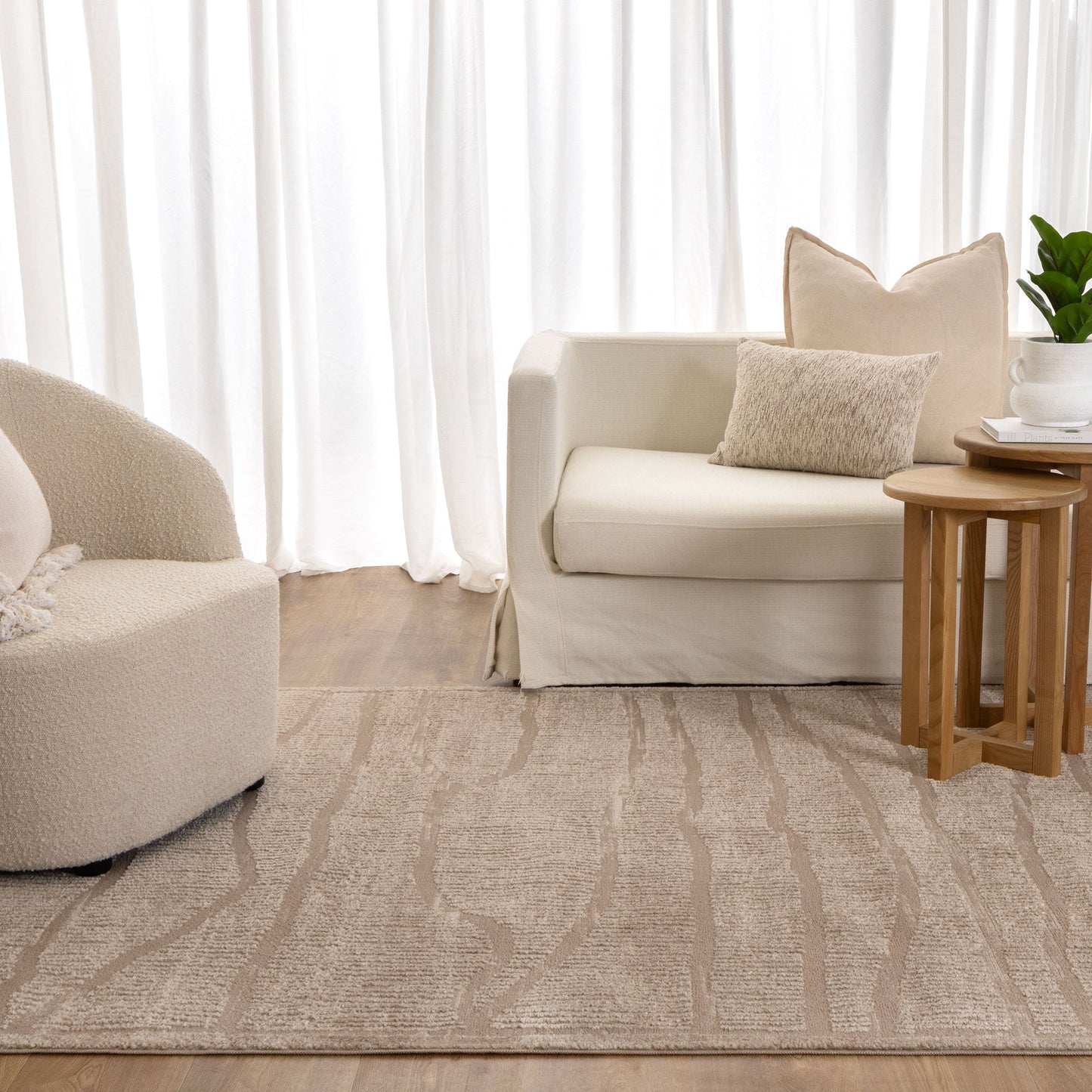 Sierra Abstract Lines in Beige Rug