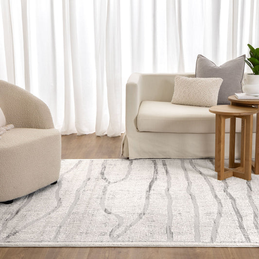 Sierra Abstract Lines in Silver Rug