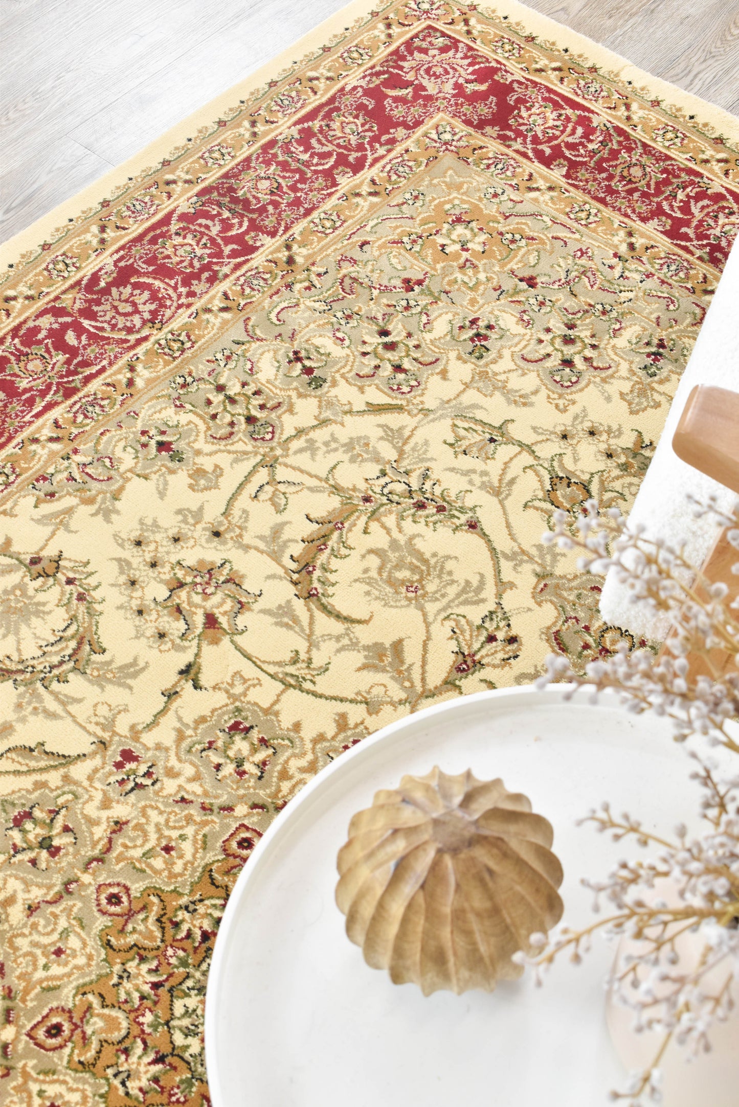 Alice High Density Turkish in Cream & Red Rug