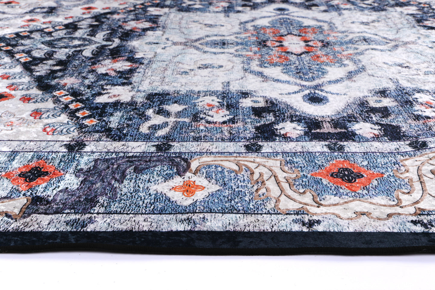 Angelic Navy Medallion Non-Slip In Multi  Rug