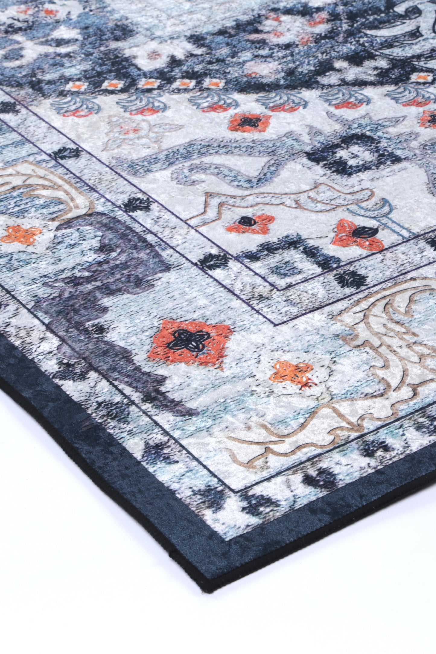 Angelic Navy Medallion Non-Slip In Multi  Rug