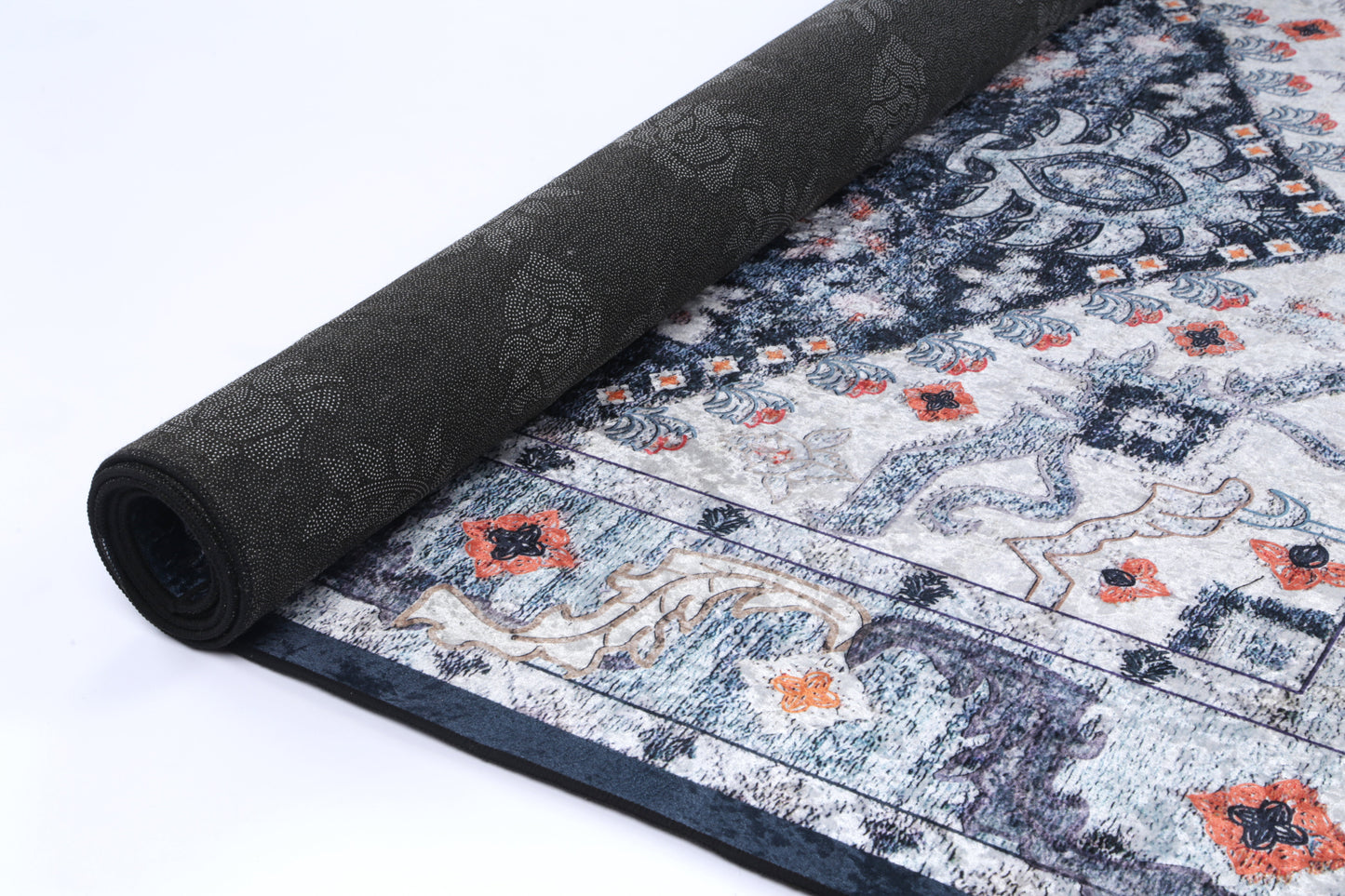 Angelic Navy Medallion Non-Slip In Multi  Rug