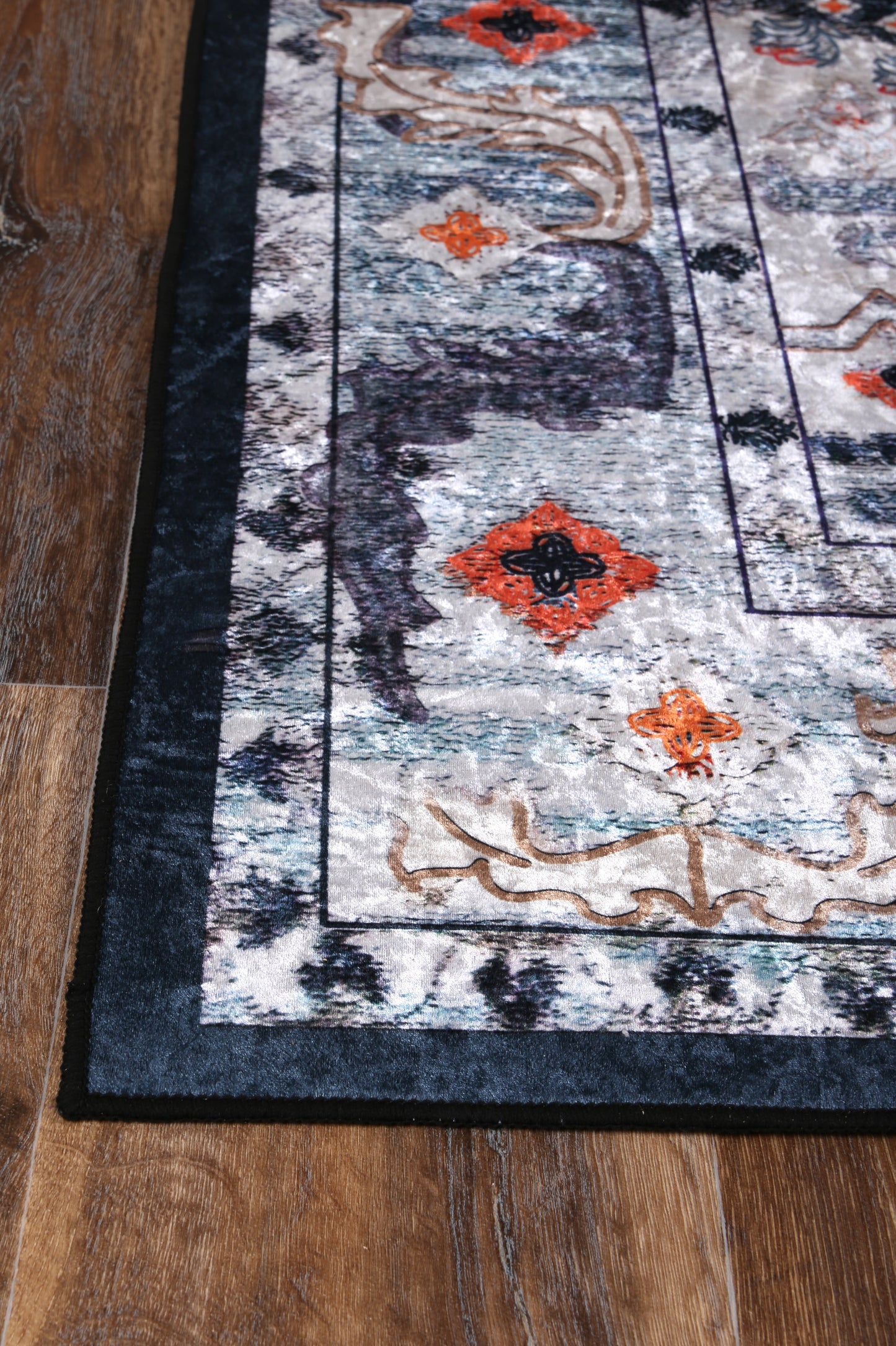 Angelic Navy Medallion Non-Slip In Multi  Rug