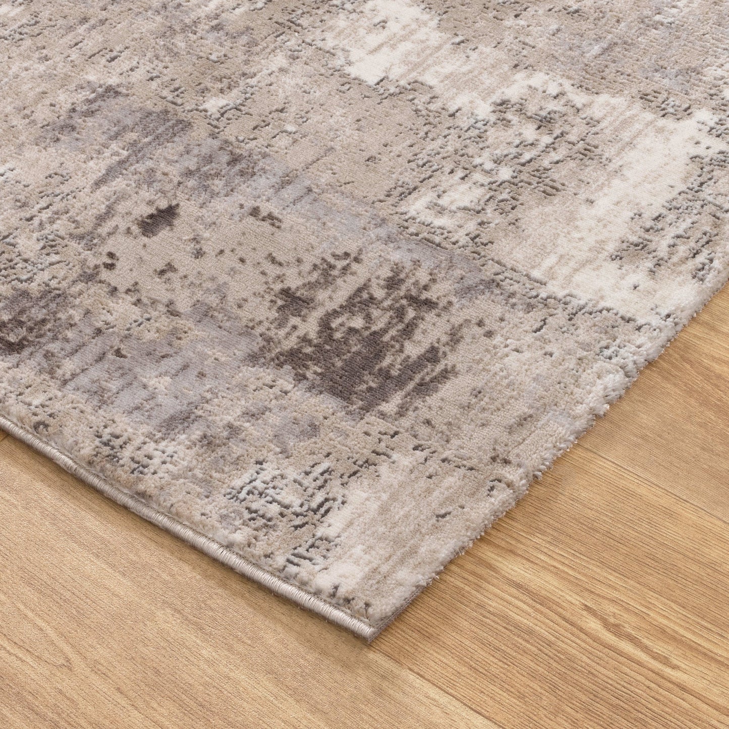 Atina Distressed Abstract Beige Grey Rug